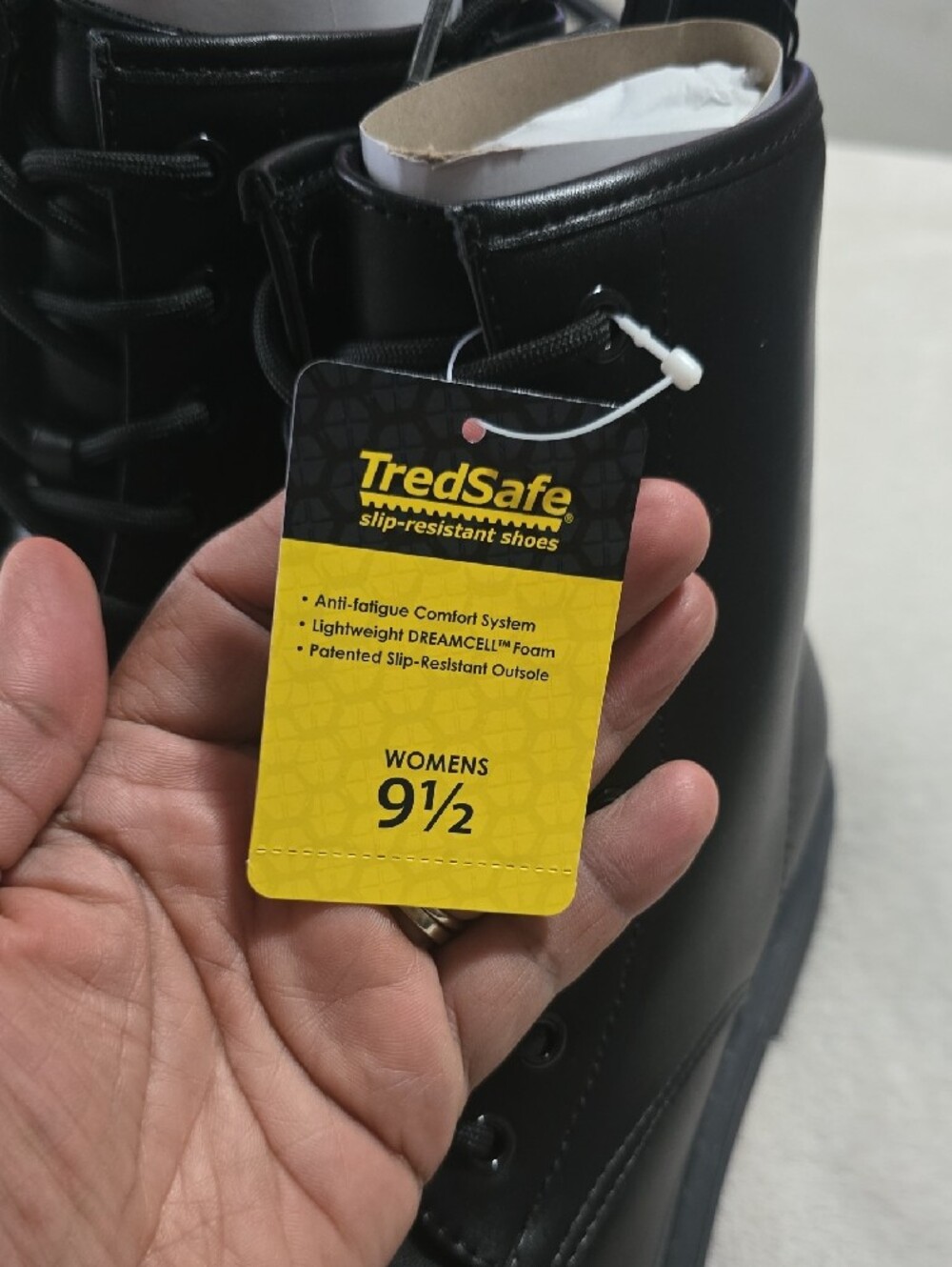 TredSafe Women's Black Lace-Up Combat Boots - Picture 2 of 7